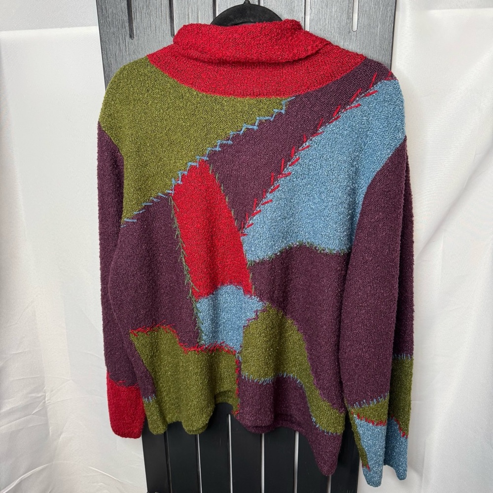 Coldwater Creek Multicolor Patchwork Turtleneck S… - image 1